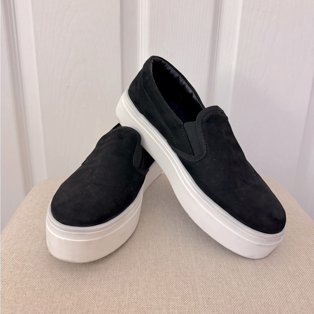 Black Slip-On Platform Sneakers